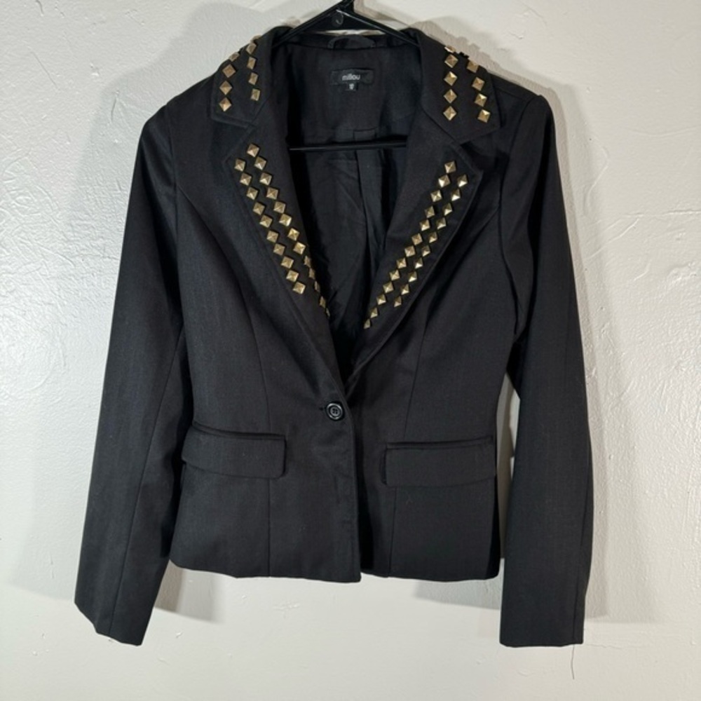 millau blazer jacket black studded cotton women small grunge Gothic country
